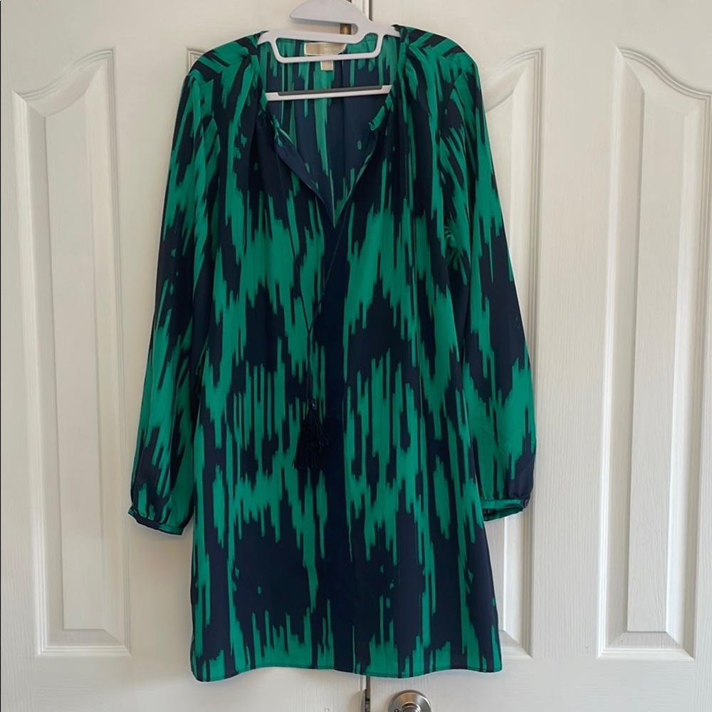 Michael Kors Green and Blue Patterned Tunic Dress